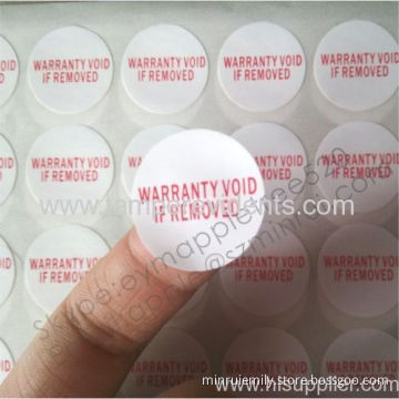 Simple Destructive Warranty Stickers,printed Red Ink On White Eggshell Sticker,warranty Void If Removed Sticker 